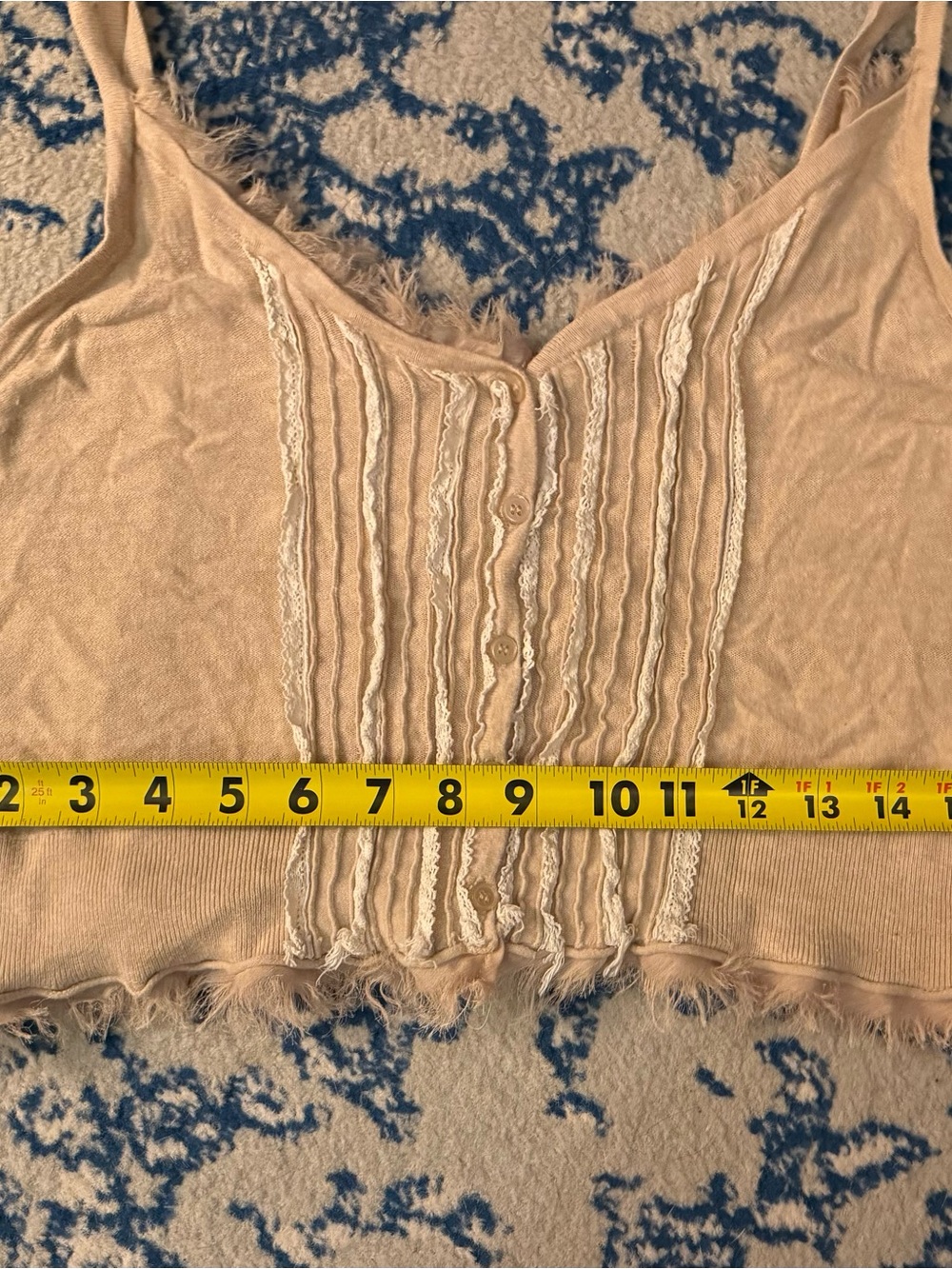 Lace-Trim Button Front Camisole Tank Top - off white, XL - Picture 7 of 8